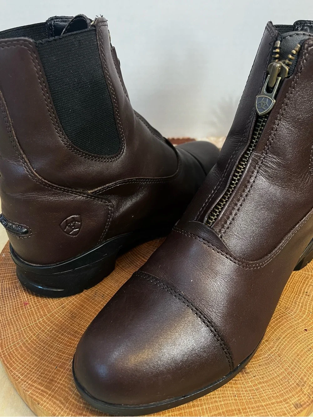 Ariat Brown Heritage Paddock Front Zip Boots Size 8B Leather Equestrian